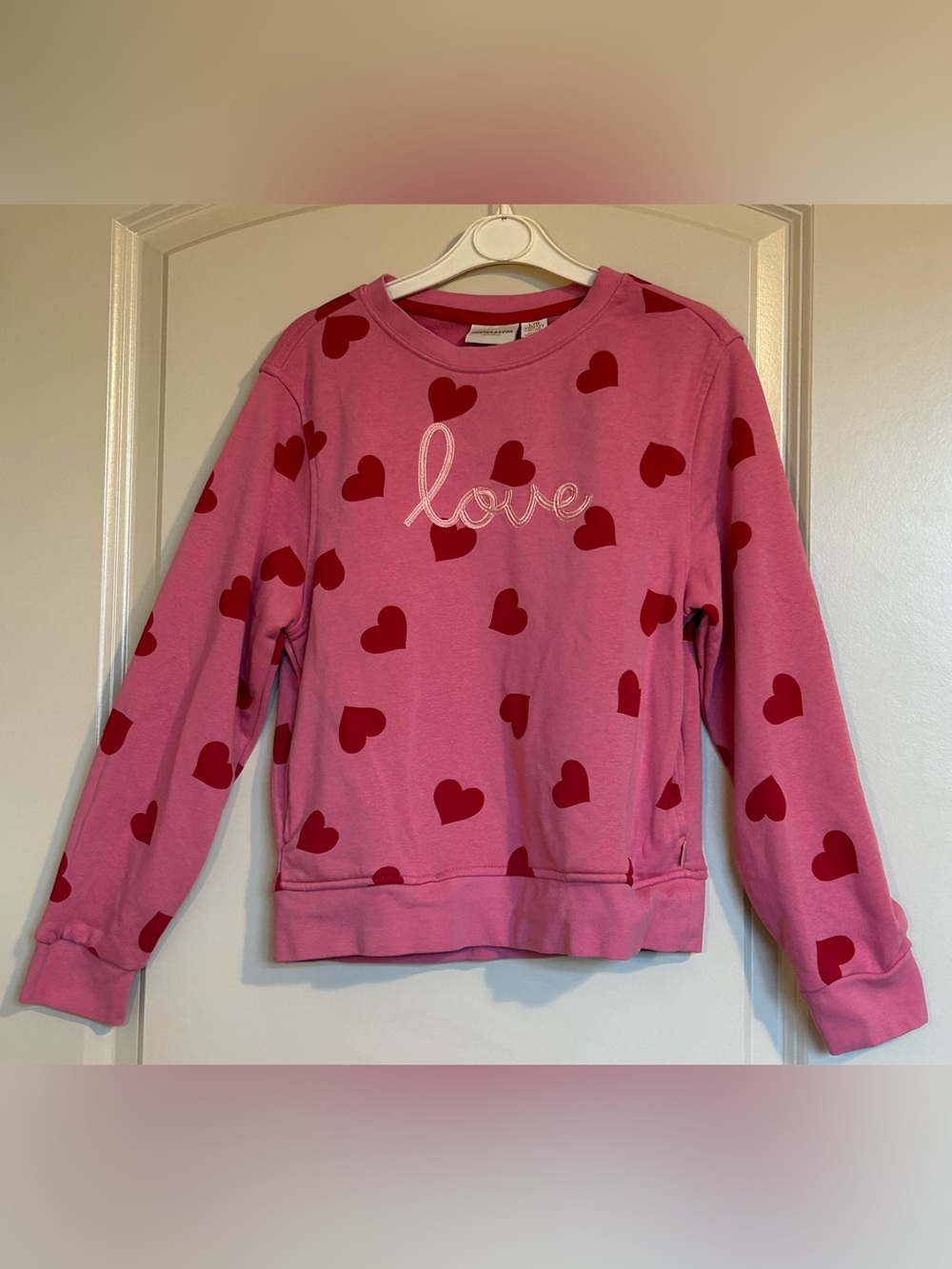 Scotch & Soda Pink Sweatshirt with Red Heart Print and 'Love' Embroidery
